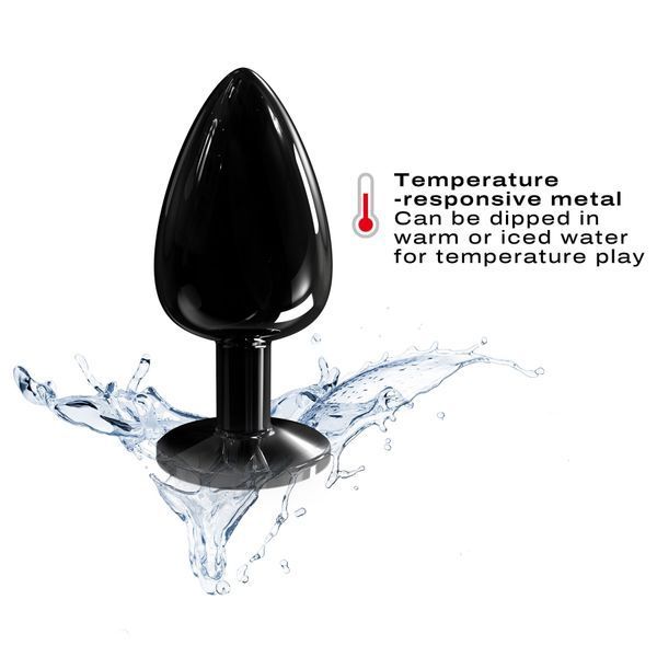Металева анальна пробка з чорним кристалом, розмір L - Dorcel Diamond Plug SO7810 фото