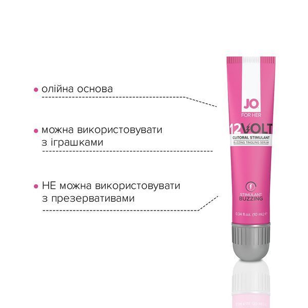 Збудливий гель для клітора з ефектом пульсації та розігріву JO 12VOLT (10 мл) SO2096 фото