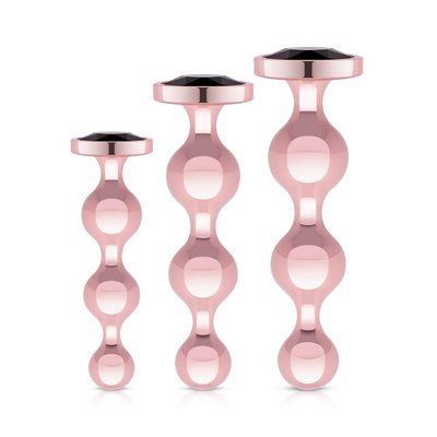 Набір анальних іграшок Rosy Gold - Metal Butt Plug Set 3 Pieces SX3070 фото