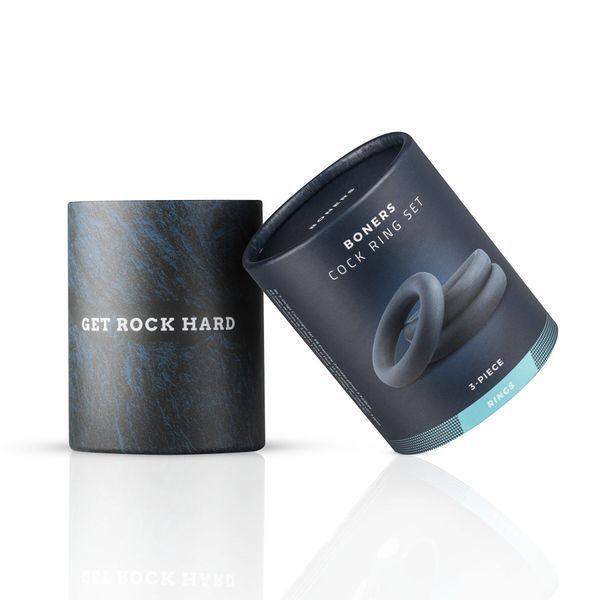 Набір ерекційних кілець Boners 3-Piece Cock Ring Set Grey (діаметр 3 см, 3,3 см та 4,4 см) SO8844 фото