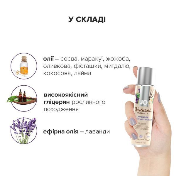 Масажна олія Лаванда та Ваніль з натуральними ефірними оліями System JO &ndash; Naturals Massage Oil SO6165 фото