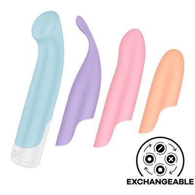 Набір 4-в-1 Satisfyer Playful Four, вібратор та 4 насадки, 12 режимів SX2182 фото
