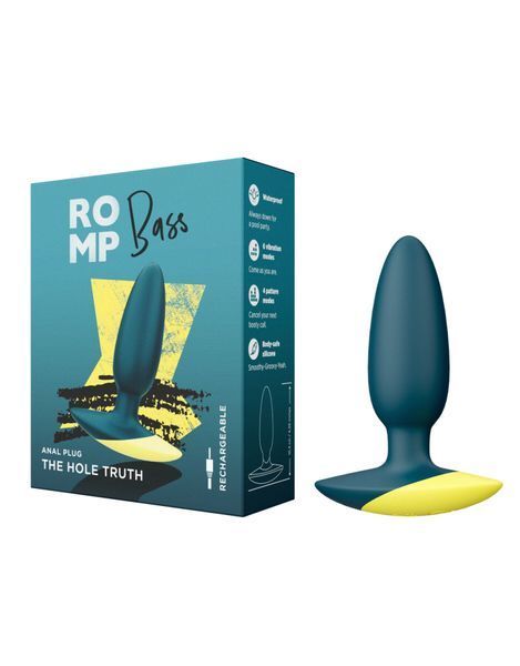 Анальна вібропробка, діаметр 3 см, силікон, перезаряджається - Romp Bass Dark Green SO8737 фото
