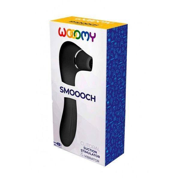 Вакуумний стимулятор з вібрацією, 10х2 режимів - Wooomy Smoooch Black Clitoral Suction & Vibration SO7410 фото