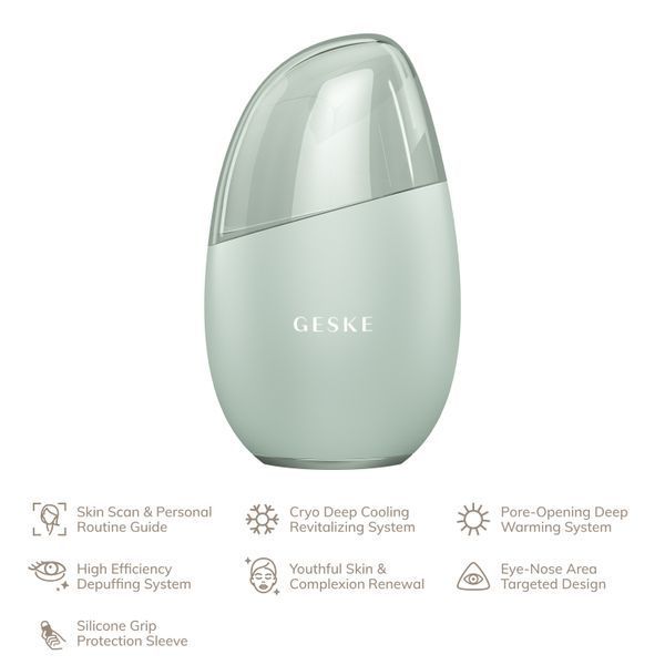 Масажер для обличчя GESKE Cool&Warm Eye and Face Massager 7в1 green HB0288 фото