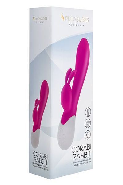 Вібратор-кролик S Pleasures Premium Corabi Rabbit, рожевий, вушка для клітора, 16 режимів, нагрів SX1617 фото