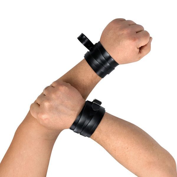 Чоловічі шкіряні наручники, колір чорний Art of Sex - Man Handcuffs Speedway L-2XL SO9999 фото