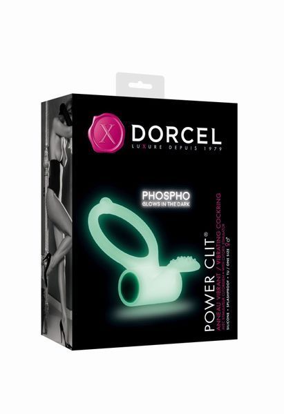 Ерекційне кільце Dorcel Power Clit White PHOSPHO з вібрацією, біле, світиться в темряві MD1397 фото