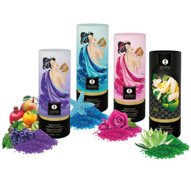 Пінлива сіль для ванни Shunga Dead Sea salt Oriental Crystals &mdash; Rose Petal (500 г), сіль Мертвого мо SO6893 фото