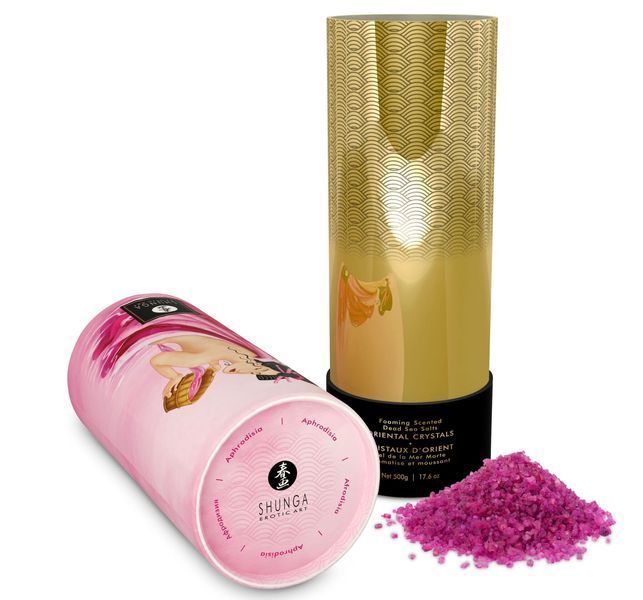Пінлива сіль для ванни Shunga Dead Sea salt Oriental Crystals &mdash; Rose Petal (500 г), сіль Мертвого мо SO6893 фото