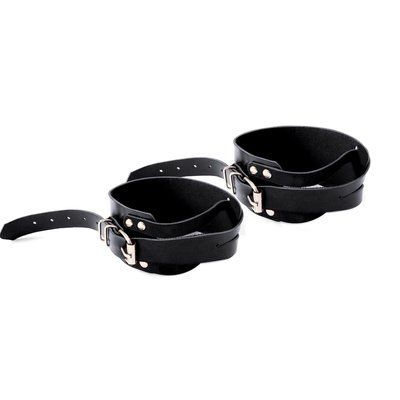Чоловічі шкіряні наручники, колір чорний Art of Sex - Man Handcuffs Speedway XS-M SX0512 фото