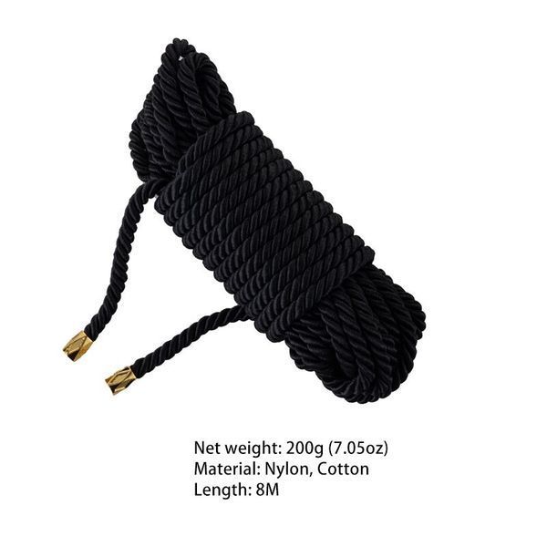 Мотузка для шибарі чорна, 8 метрів LOCKINK SEVANDA Shibari Pratice Rope Black SX0880 фото