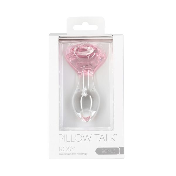 Скляна анальна пробка Троянда, діаметр 3,3 см, віброкуля в подарунок - Pillow Talk Rosy Luxurious Glass SO6834 фото