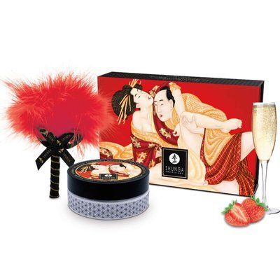 Смачна пудра для оральних пестощів, смак Полуничне шампанське Shunga Body Powder &ndash; Strawberry Wine (75 гр) SX0590 фото
