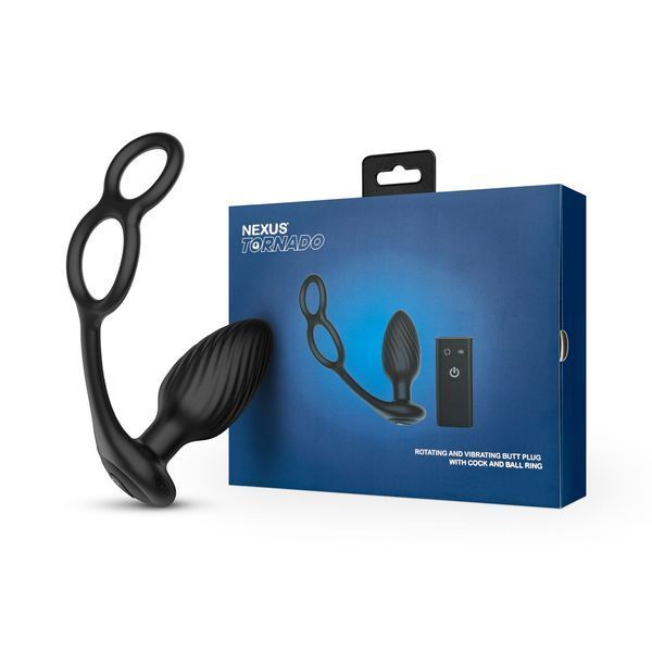 Анальна вібропробка Nexus Tornado Cock and Ball Ring обертання+вібрація, ерекційне кільце, пульт SX2416 фото