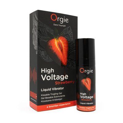 Рідкий вібратор, ефект мурашок, дуже потужний, смак полуниці - Orgie High Voltage Strawberry, 15 мл SX0937 фото