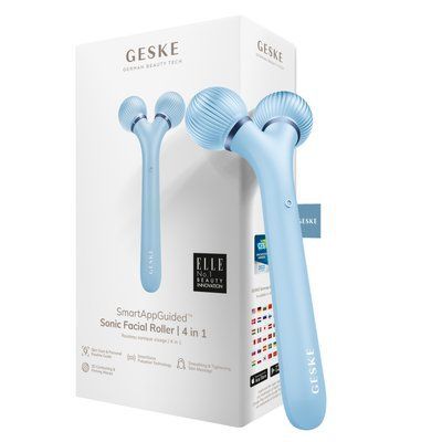 Електронний ультразвуковий ролик для обличчя GESKE Sonic Facial Roller 4в1 aquamarine HB0182 фото