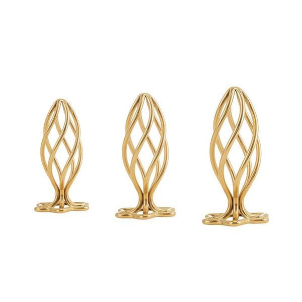 Спіральна анальная пробка, діаметр 2,6 см - LOCKINK SEVANDA Hollow Spiral Golden Metal Anal Plug - S SX0882 фото