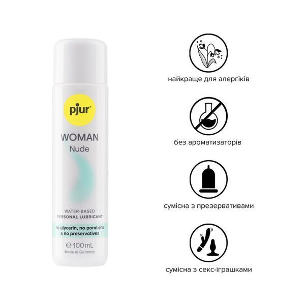 Змазка на водній основі, без консервантів, парабенів, гліцерину - pjur Woman Nude (100 мл) PJ11860 фото