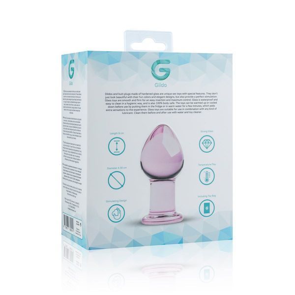 Скляна анальна пробка, діаметр 4,3 см, рожева - Gildo Pink Glass Buttplug No. 26.2 SO4421 фото