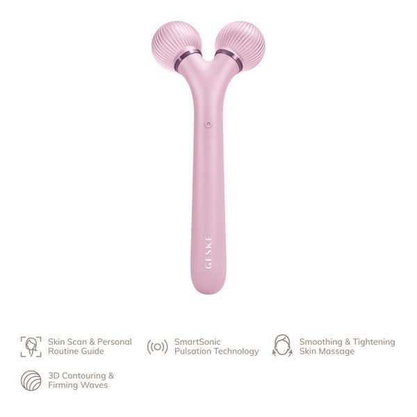 Електронний ультразвуковий ролик для обличчя GESKE Sonic Facial Roller 4в1 pink HB0181 фото