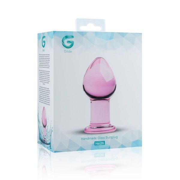 Скляна анальна пробка, діаметр 4,3 см, рожева - Gildo Pink Glass Buttplug No. 26.2 SO4421 фото