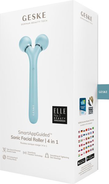 Електронний ультразвуковий ролик для обличчя GESKE Sonic Facial Roller 4в1 turquoise HB0180 фото
