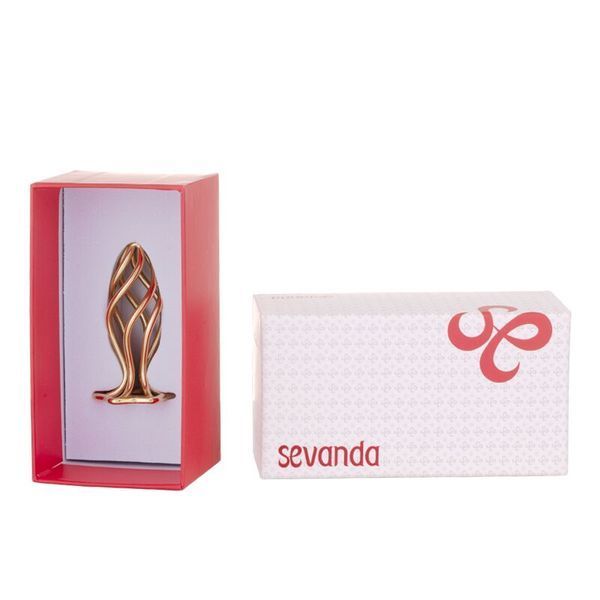 Спіральна анальная пробка, діаметр 3,9 см - LOCKINK SEVANDA Hollow Spiral Golden Metal Anal Plug - L SX0884 фото