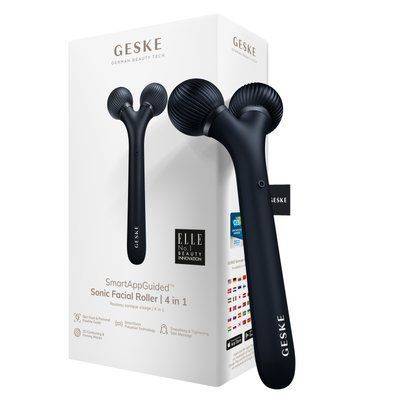 Електронний ультразвуковий ролик для обличчя GESKE Sonic Facial Roller 4в1 black HB0179 фото