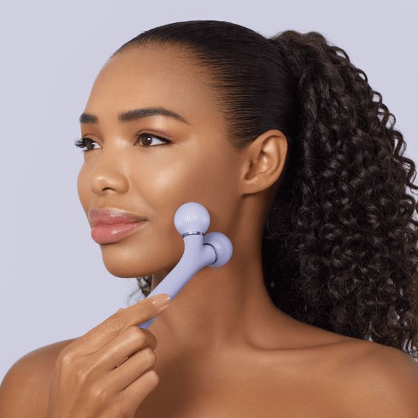 Електронний ультразвуковий ролик для обличчя GESKE Sonic Facial Roller 4в1 purple HB0178 фото