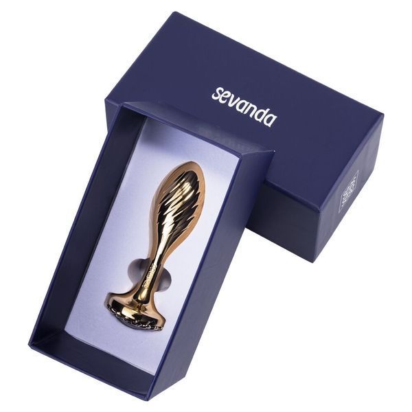 Анальна пробка золотого кольору, діаметр 2,3 см - LOCKINK SEVANDA Pearl Pear-shape Anal Plug No. 1 SX0887 фото