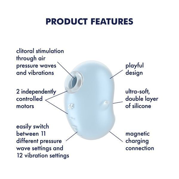 Вакуумний кліторальний стимулятор із вібрацією Satisfyer Cutie Ghost Blue SX0572 фото