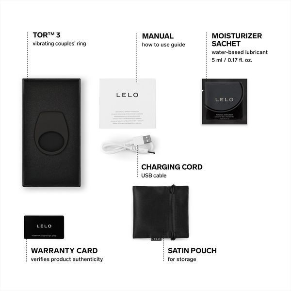 Ерекційне кільце з вібрацією LELO Tor 3 Black SX0700 фото