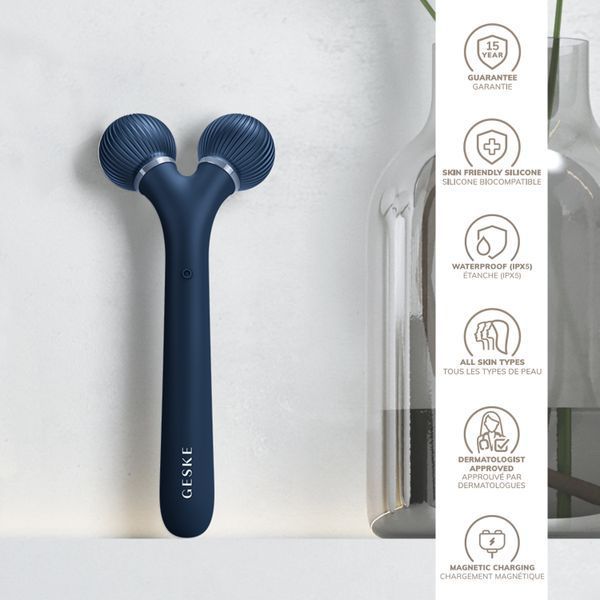 Електронний ультразвуковий ролик для обличчя GESKE Sonic Facial Roller 4в1 midnight HB0177 фото