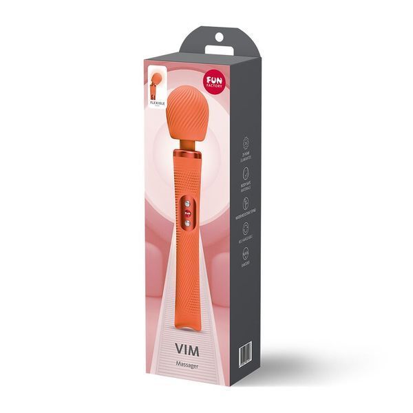 Вібромасажер, суперпотужний та легкий, до 6 годин роботи - Fun Factory VIM Vibrating Wand Orange SX3661 фото