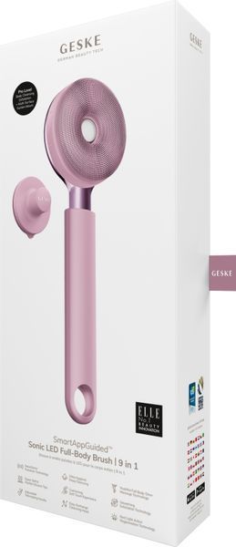 Звукова світлодіодна щітка для всього тіла GESKE Sonic LED Full-Body Brush&Intensive Exfoliator 9в1 pink HB0390 фото