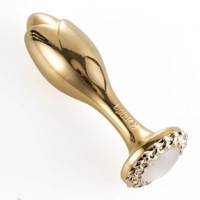 Анальна пробка золотого кольору, діаметр 3 см - LOCKINK SEVANDA Pearl Rose-shape Anal Plug No. 2 SX0888 фото