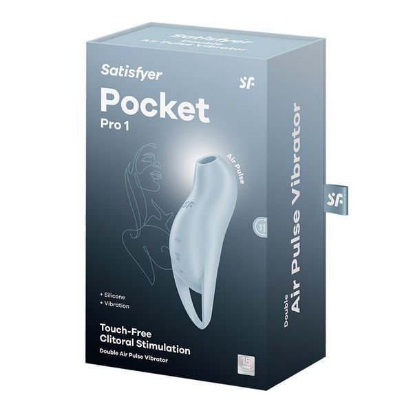 Вакуумний кліторальний стимулятор із вібрацією Satisfyer Pocket Pro 1 Blue SX0574 фото