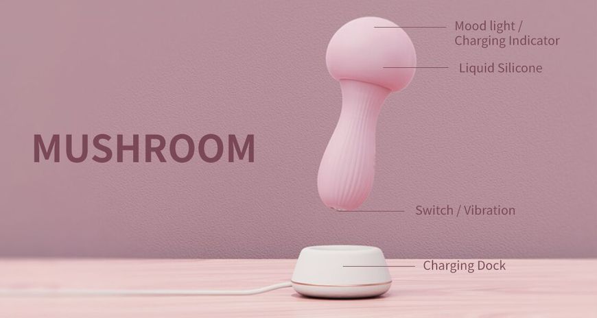 Вібромасажер Otouch MUSHROOM Pink, 7 режимів, функція нічника, технологія &laquo;старт-стоп&raquo; SO9426 фото