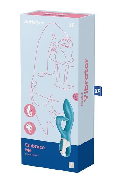 Вібратор-кролик із потрійним відростком, 2 мотори, діаметр 3,6 см - Satisfyer Embrace me Turquoise SO6284 фото