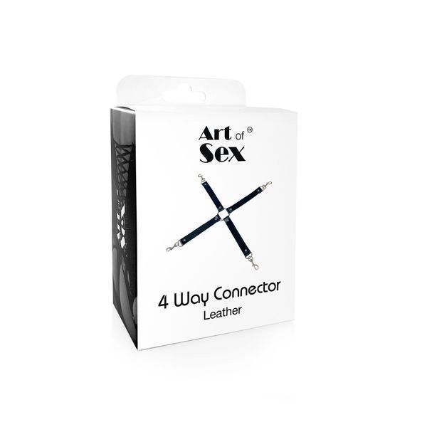 Хрестовина з натуральної шкіри Art of Sex - 4 Way Connector, Чорний SO7480 фото