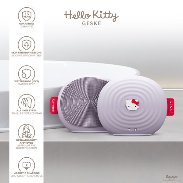 Електронна ультразвукова щітка для обличчя GESKE Sonic Facial Brush 4в1 by Hello Kitty purple HB0242 фото