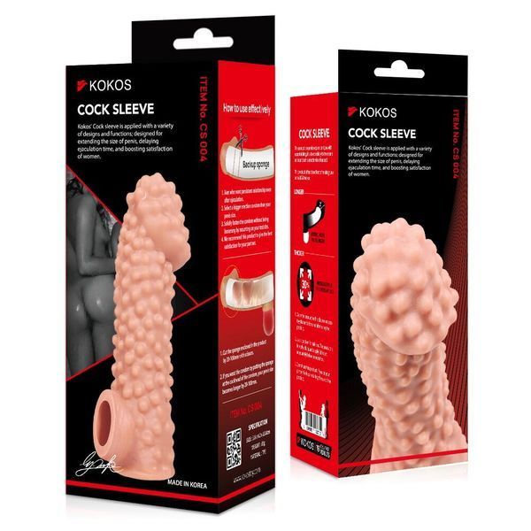 Насадка на член, потовщувальна, стимулюючий рельєф, розмір L - Kokos Cock Sleeve CS 004 L SX1458 фото