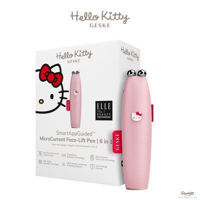 Мікрострумова ручка для підтяжки обличчя GESKE MicroCurrent Face-Lift Pen 6в1 by Hello Kitty pink HB0251 фото