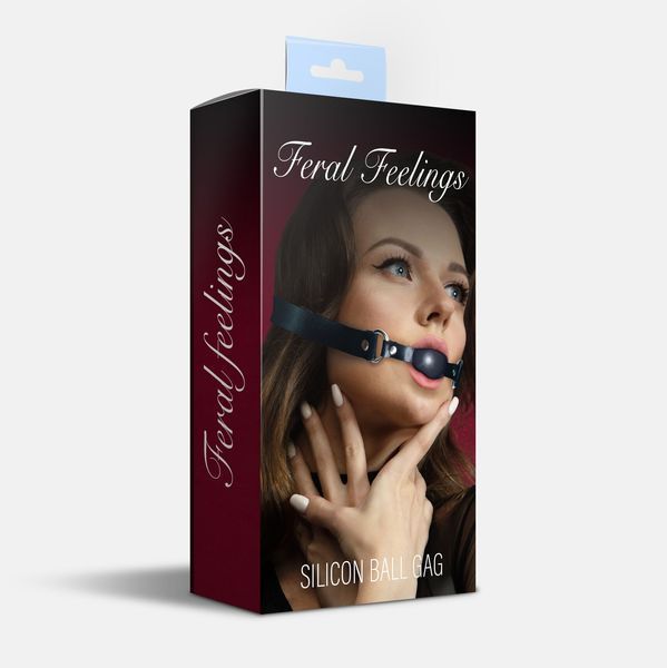 Кляп силіконовий, чорний ремінець, чорна кулька - Feral Feelings Silicon Ball Gag Black/Black SO8265 фото