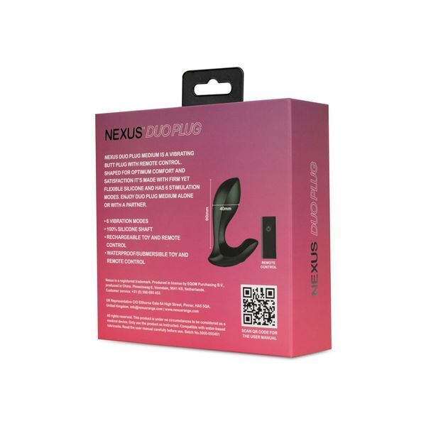 Анальна вібропробка Nexus DUO Plug Medium, пульт ДК SX2411 фото