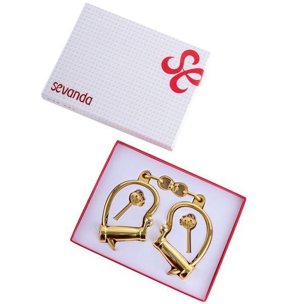 Металеві наручники в розкішному золотому кольорі - LOCKINK Love-slave Handcuffs SX0897 фото