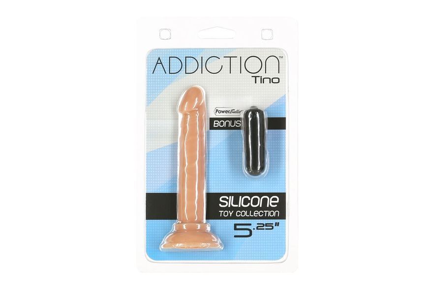 Фалоімітатор, присоска, діаметр 1,9 см, віброкуля в подарунок ADDICTION Tino 5.25&Prime; Silicone Dildo SO7754 фото
