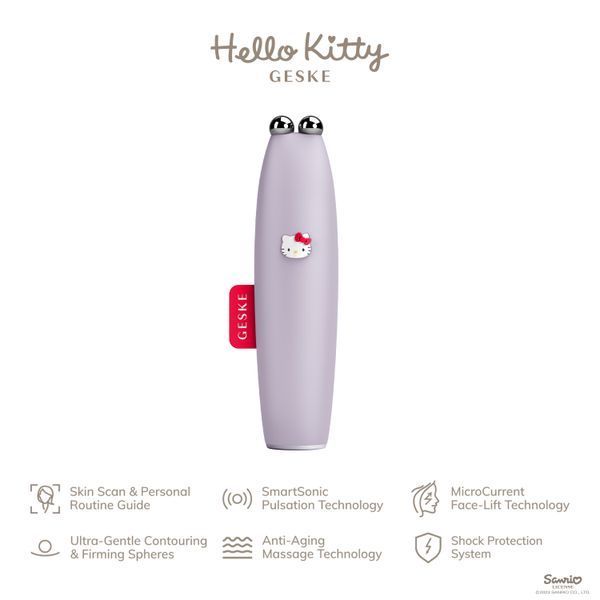 Мікрострумова ручка для підтяжки обличчя GESKE MicroCurrent Face-Lift Pen 6в1 by Hello Kitty purple HB0250 фото