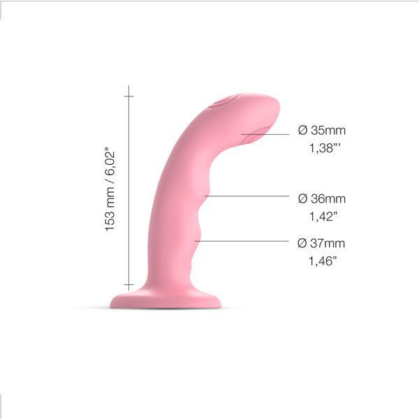 Насадка для страпону з подвійною точковою пульсацією Strap-On-Me Tapping Dildo Wave Coral Pink SO9622 фото